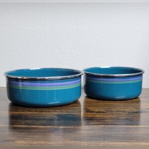 Teal Enamel Coated Bowls